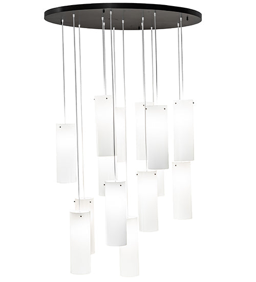 Meyda Lighting Cilindro 48" 14-Light Bronze Cascading Pendant Light With White Statuario Idalight Shade