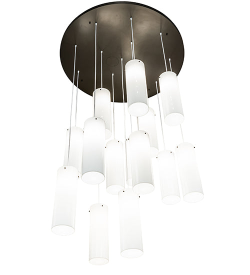 Meyda Lighting Cilindro 48" 14-Light Bronze Cascading Pendant Light With White Statuario Idalight Shade