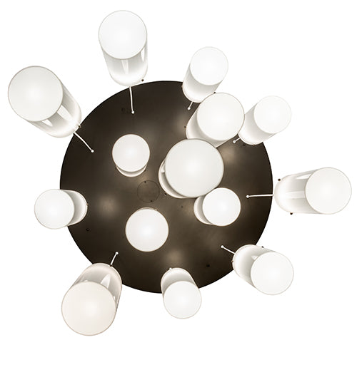 Meyda Lighting Cilindro 48" 14-Light Bronze Cascading Pendant Light With White Statuario Idalight Shade