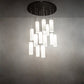 Meyda Lighting Cilindro 48" 14-Light Bronze Cascading Pendant Light With White Statuario Idalight Shade