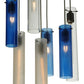 Meyda Lighting Cilindro 48" 15-Light Nickel Cascading Pendant Light With Blue and Clear Shade Glass