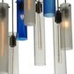 Meyda Lighting Cilindro 48" 15-Light Nickel Cascading Pendant Light With Blue and Clear Shade Glass
