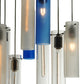 Meyda Lighting Cilindro 48" 15-Light Nickel Cascading Pendant Light With Blue and Clear Shade Glass