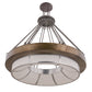 Meyda Lighting Cilindro 48" 16-Light Antique Copper And Pewter Ventura Pendant Light With Linen Textrene Shade