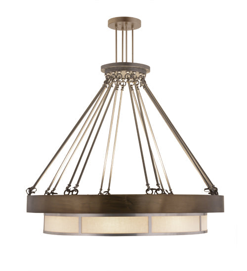 Meyda Lighting Cilindro 48" 16-Light Antique Copper And Pewter Ventura Pendant Light With Linen Textrene Shade