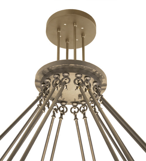 Meyda Lighting Cilindro 48" 16-Light Antique Copper And Pewter Ventura Pendant Light With Linen Textrene Shade