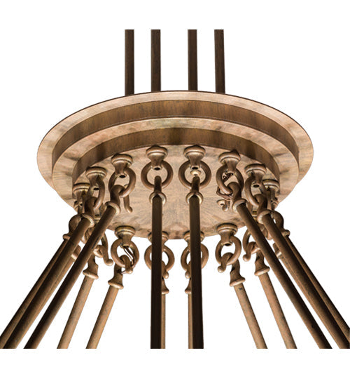 Meyda Lighting Cilindro 48" 16-Light Timeless Bronze Cortez Gold & Timeless Bronze Ventura Pendant Light With White Eggshel Textrene Shade