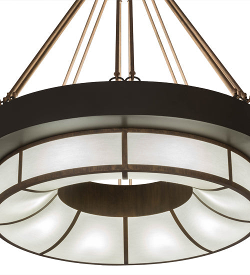 Meyda Lighting Cilindro 48" 16-Light Timeless Bronze Cortez Gold & Timeless Bronze Ventura Pendant Light With White Eggshel Textrene Shade