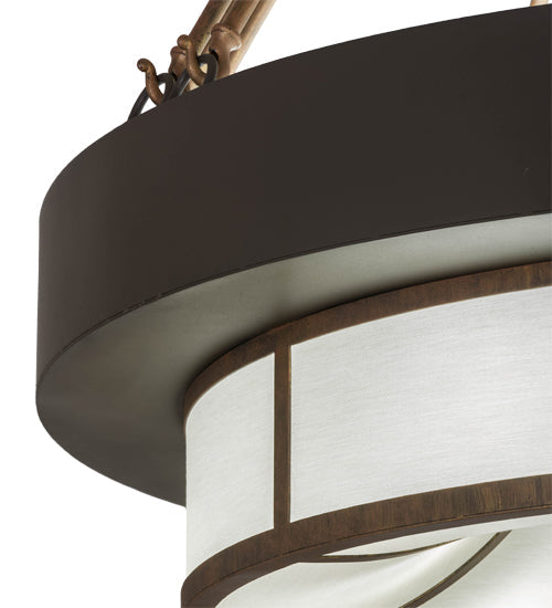 Meyda Lighting Cilindro 48" 16-Light Timeless Bronze Cortez Gold & Timeless Bronze Ventura Pendant Light With White Eggshel Textrene Shade