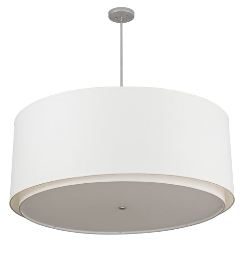 Meyda Lighting Cilindro 48" 5-Light 2-Tier Nickel Pendant Light With Beige Textrene & White Statuario Idalight Shade