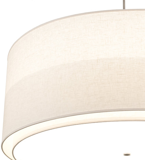Meyda Lighting Cilindro 48" 5-Light 2-Tier Nickel Pendant Light With Beige Textrene & White Statuario Idalight Shade