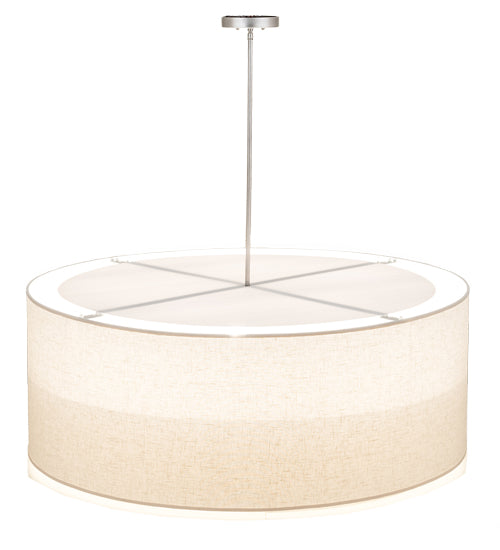 Meyda Lighting Cilindro 48" 5-Light 2-Tier Nickel Pendant Light With Beige Textrene & White Statuario Idalight Shade