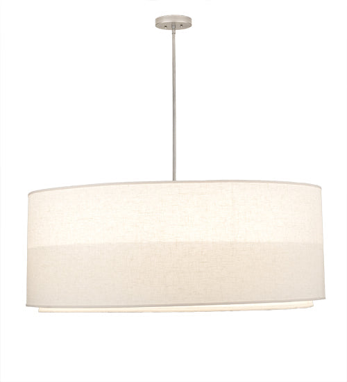 Meyda Lighting Cilindro 48" 5-Light 2-Tier Nickel Pendant Light With Beige Textrene & White Statuario Idalight Shade