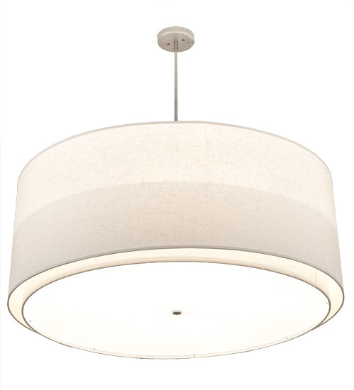 Meyda Lighting Cilindro 48" 5-Light 2-Tier Nickel Pendant Light With Beige Textrene & White Statuario Idalight Shade
