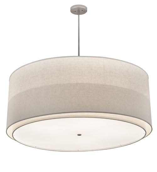 Meyda Lighting Cilindro 48" 5-Light 2-Tier Nickel Pendant Light With Beige Textrene & White Statuario Idalight Shade