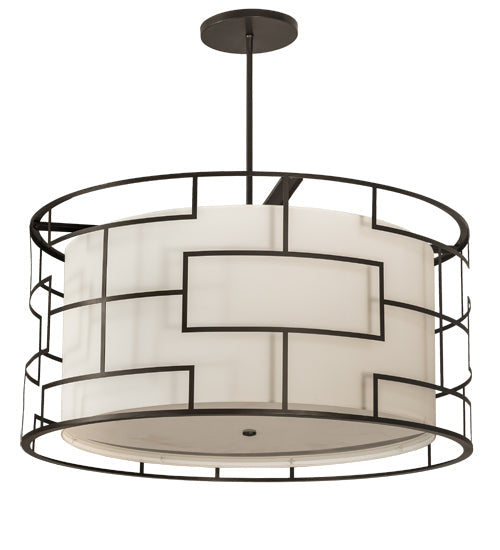 Meyda Lighting Cilindro 48" 6-Light Bronze Mosaic Pendant Light With Cream Textrene & Statuario Idalight Shade