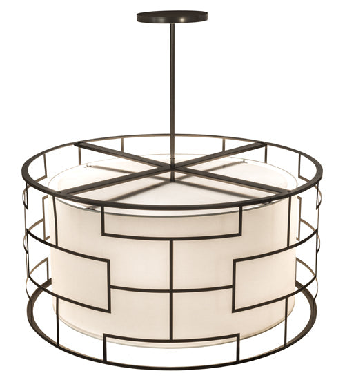 Meyda Lighting Cilindro 48" 6-Light Bronze Mosaic Pendant Light With Cream Textrene & Statuario Idalight Shade