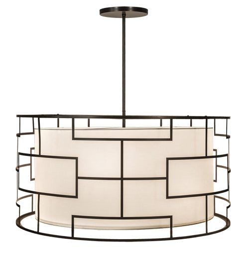 Meyda Lighting Cilindro 48" 6-Light Bronze Mosaic Pendant Light With Cream Textrene & Statuario Idalight Shade