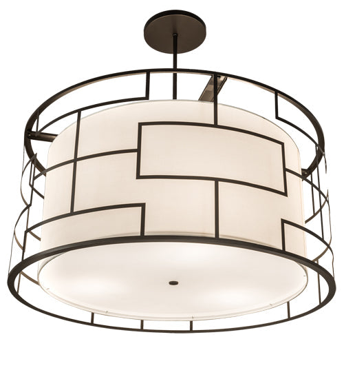 Meyda Lighting Cilindro 48" 6-Light Bronze Mosaic Pendant Light With Cream Textrene & Statuario Idalight Shade