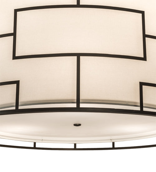 Meyda Lighting Cilindro 48" 6-Light Bronze Mosaic Pendant Light With Cream Textrene & Statuario Idalight Shade