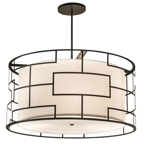 Meyda Lighting Cilindro 48" 6-Light Bronze Mosaic Pendant Light With Cream Textrene & Statuario Idalight Shade