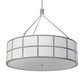 Meyda Lighting Cilindro 48" 6-Light Nickel Barnabas Pendant Light With Laura White & Statuario Idalight Shade