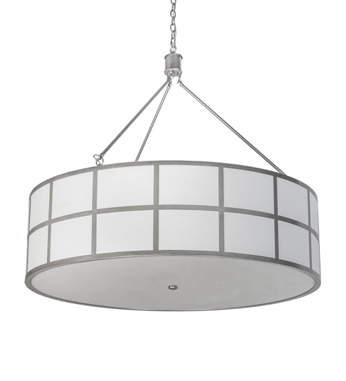 Meyda Lighting Cilindro 48" 6-Light Nickel Barnabas Pendant Light With Laura White & Statuario Idalight Shade