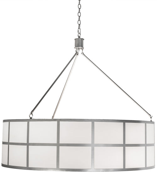 Meyda Lighting Cilindro 48" 6-Light Nickel Barnabas Pendant Light With Laura White & Statuario Idalight Shade