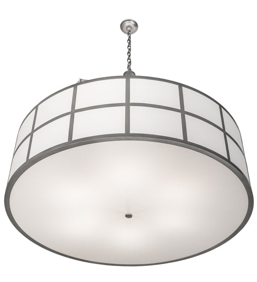 Meyda Lighting Cilindro 48" 6-Light Nickel Barnabas Pendant Light With Laura White & Statuario Idalight Shade