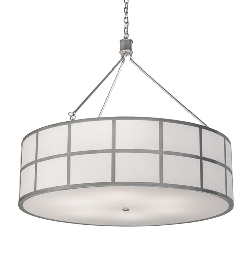 Meyda Lighting Cilindro 48" 6-Light Nickel Barnabas Pendant Light With Laura White & Statuario Idalight Shade
