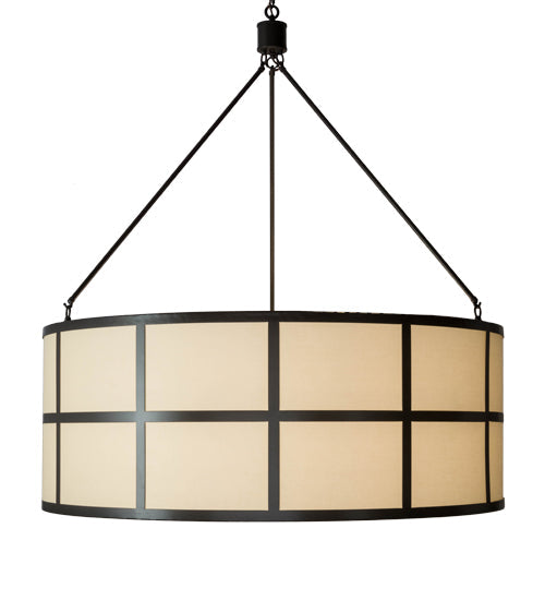 Meyda Lighting Cilindro 48" 6-Light Timeless Bronze Semi-flush Mount Light With Laura Beige Textrene Shade
