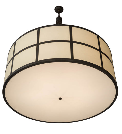 Meyda Lighting Cilindro 48" 6-Light Timeless Bronze Semi-flush Mount Light With Laura Beige Textrene Shade