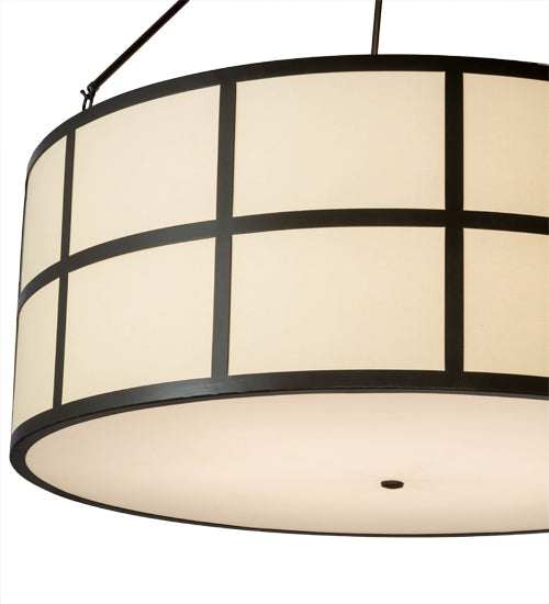 Meyda Lighting Cilindro 48" 6-Light Timeless Bronze Semi-flush Mount Light With Laura Beige Textrene Shade