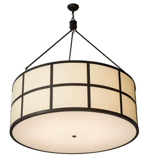 Meyda Lighting Cilindro 48" 6-Light Timeless Bronze Semi-flush Mount Light With Laura Beige Textrene Shade