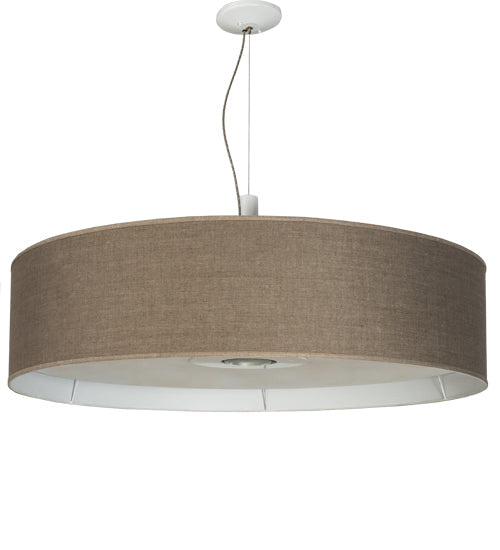 Meyda Lighting Cilindro 48" 7-Light White Pendant Light With Off White Textrene & White Statuario Idalight Shade