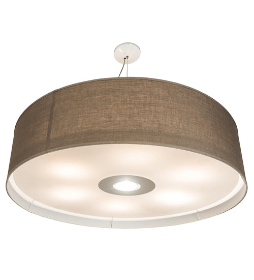 Meyda Lighting Cilindro 48" 7-Light White Pendant Light With Off White Textrene & White Statuario Idalight Shade