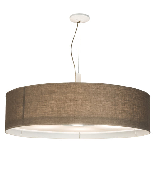 Meyda Lighting Cilindro 48" 7-Light White Pendant Light With Off White Textrene & White Statuario Idalight Shade