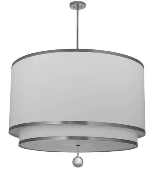 Meyda Lighting Cilindro 48" 8-Light 2-Tier Nickel Powder Coat Pendant Light With White Textrene Shade