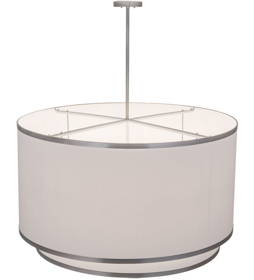 Meyda Lighting Cilindro 48" 8-Light 2-Tier Nickel Powder Coat Pendant Light With White Textrene Shade