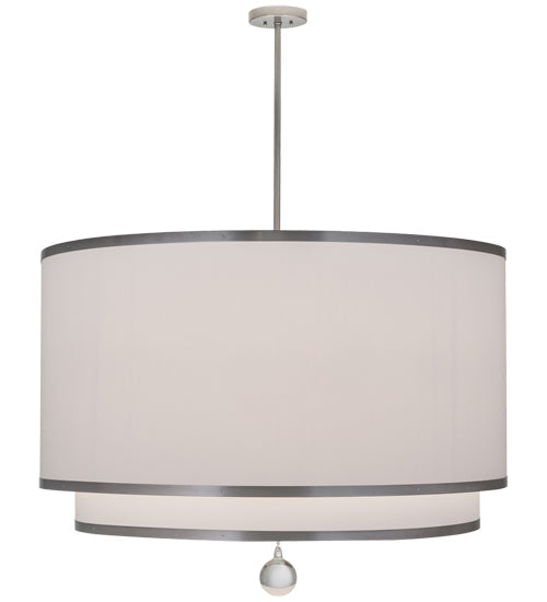 Meyda Lighting Cilindro 48" 8-Light 2-Tier Nickel Powder Coat Pendant Light With White Textrene Shade