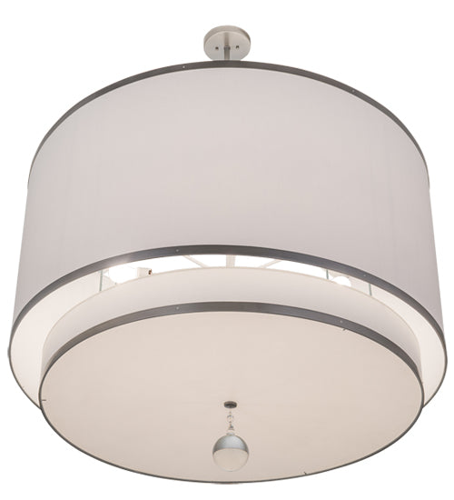 Meyda Lighting Cilindro 48" 8-Light 2-Tier Nickel Powder Coat Pendant Light With White Textrene Shade