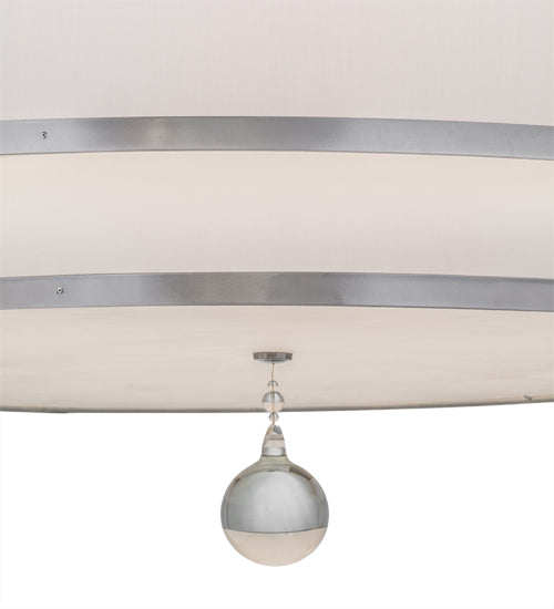 Meyda Lighting Cilindro 48" 8-Light 2-Tier Nickel Powder Coat Pendant Light With White Textrene Shade