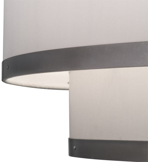 Meyda Lighting Cilindro 48" 8-Light 2-Tier Nickel Powder Coat Pendant Light With White Textrene Shade