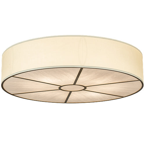Meyda Lighting Cilindro 48" 8-Light Antique Silver Flush Mount Light With Laura Beige Textrene & Whitestone Idalight Shade