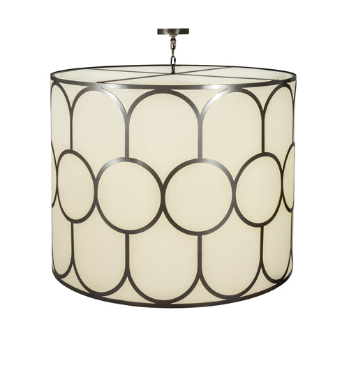 Meyda Lighting Cilindro 48" 8-Light Bronze Metallic Homer Pendant Light With Marble Eggshell Textrene Shade
