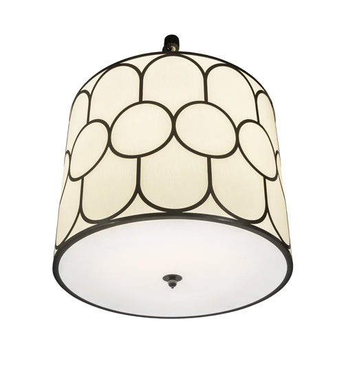 Meyda Lighting Cilindro 48" 8-Light Bronze Metallic Homer Pendant Light With Marble Eggshell Textrene Shade