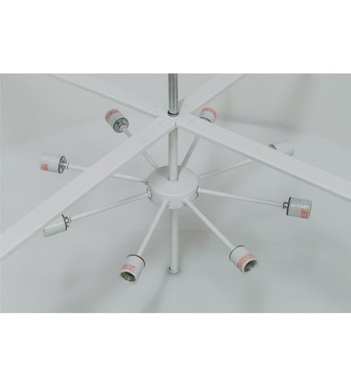 Meyda Lighting Cilindro 48" 8-Light Extreme Chrome Pendant Light With Beige Natural Textrene Shade