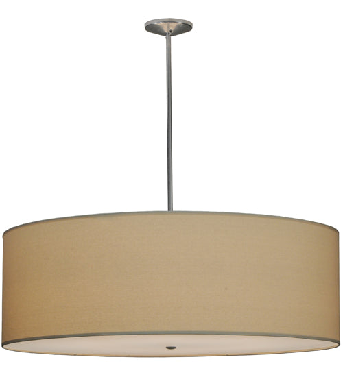 Meyda Lighting Cilindro 48" 8-Light Extreme Chrome Pendant Light With Beige Natural Textrene Shade