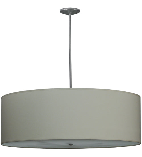 Meyda Lighting Cilindro 48" 8-Light Extreme Chrome Pendant Light With Beige Natural Textrene Shade