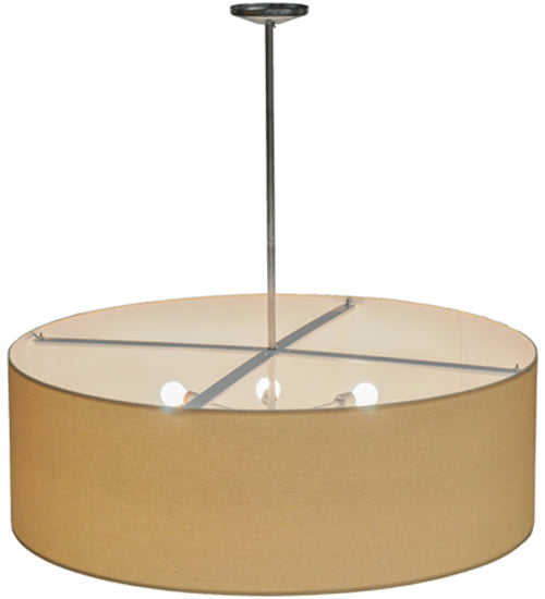 Meyda Lighting Cilindro 48" 8-Light Extreme Chrome Pendant Light With Beige Natural Textrene Shade